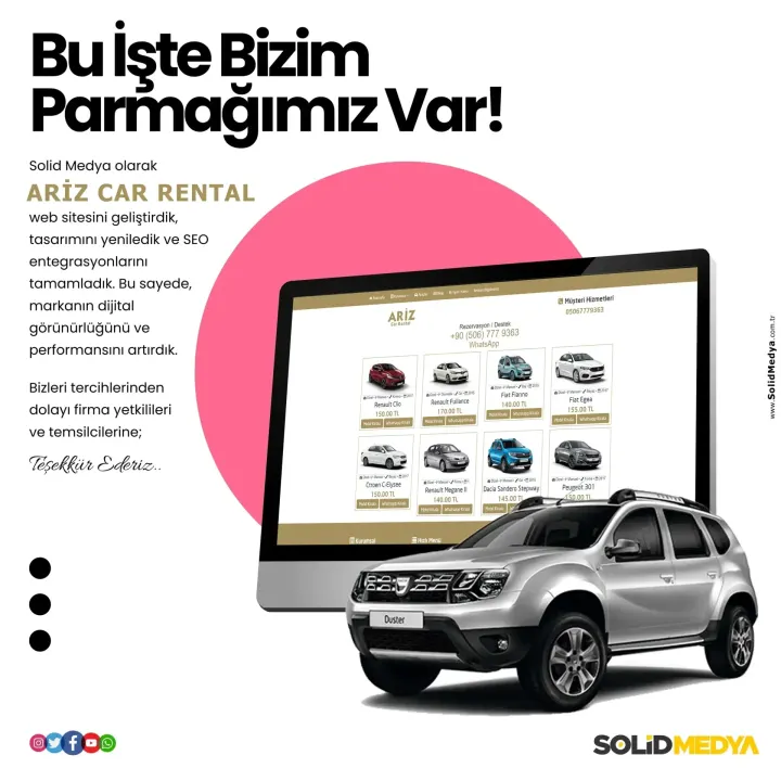 Arizcarrental — Web Tasarım Projesi | Solid Medya